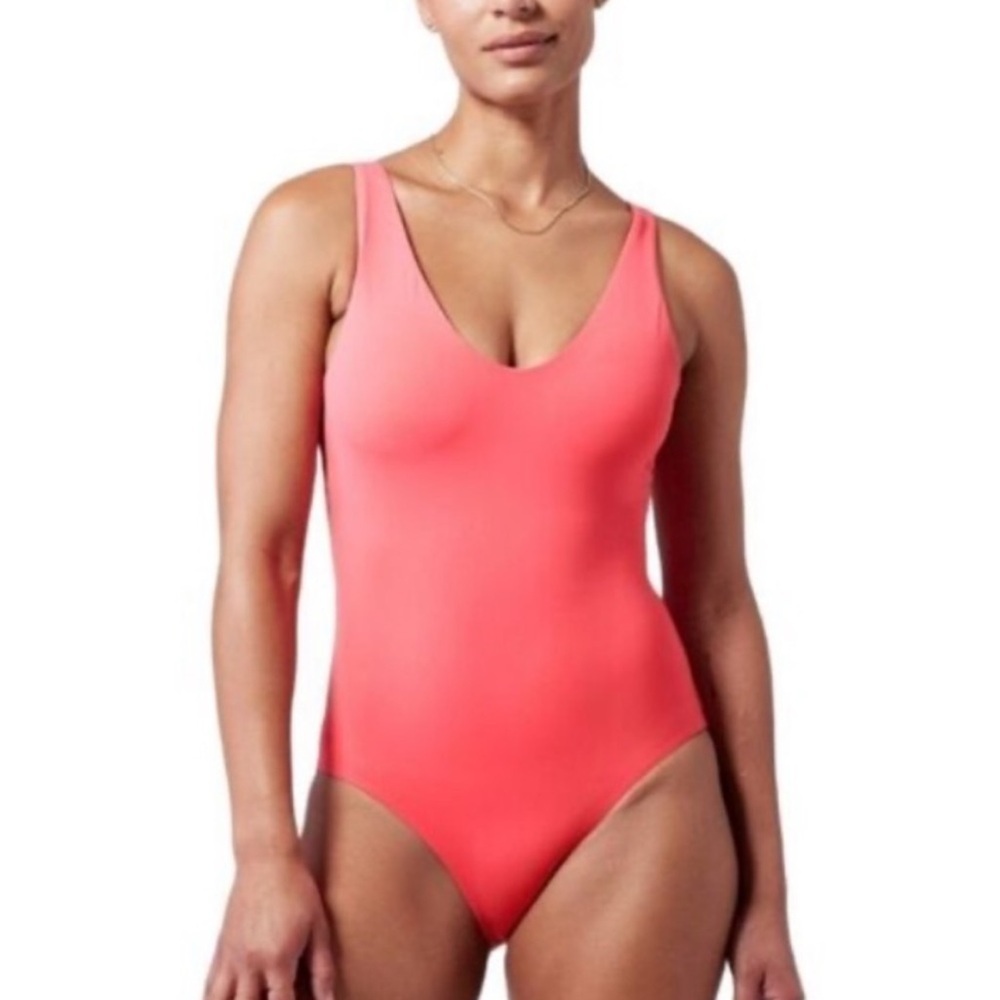 NWT Athleta Women’s Coral Pink Hampton One Piece Swimsuit Size M - Picture 2 of 7